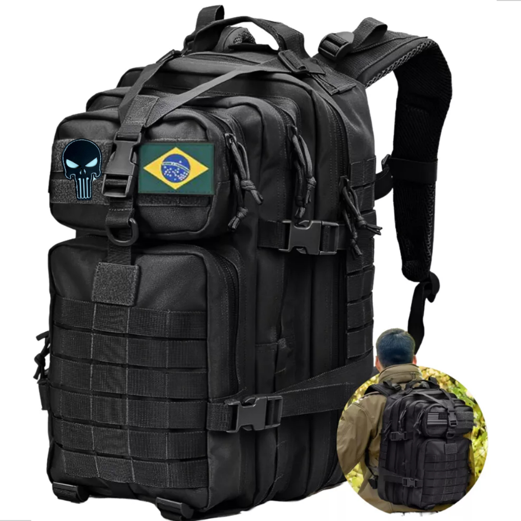 Mochila Tática 50 Litros Reforçada Impermeável Masculina Grande Camping